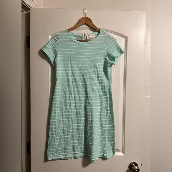 Sail to Sable Mint Green Blue Short Sleeve Dress Textured Stripe medium - Picture 1 of 8